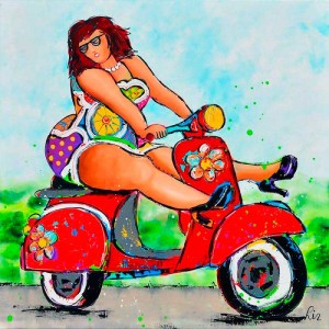 vrolijk-schilderij-scooter-fun